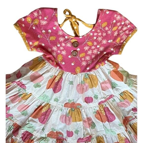 Eleanor Rose Britney Dress Girls Size 3 - 4 Pumpkin Acorn Short Sleeve - Picture 5 of 11